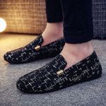 Fashion Men's Breathable Casual Loafers Low Top Shoes - Black