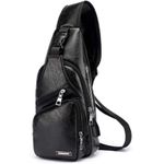 Fashion Men Bags PU Chest Bags with USB Crossbody Bags Shoulder Bags Sling Satchel Messenger Bags